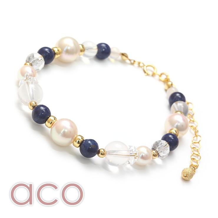 【aco classic】アコヤ真珠・誕生石ブレスレット 9月サファイア |  | 01