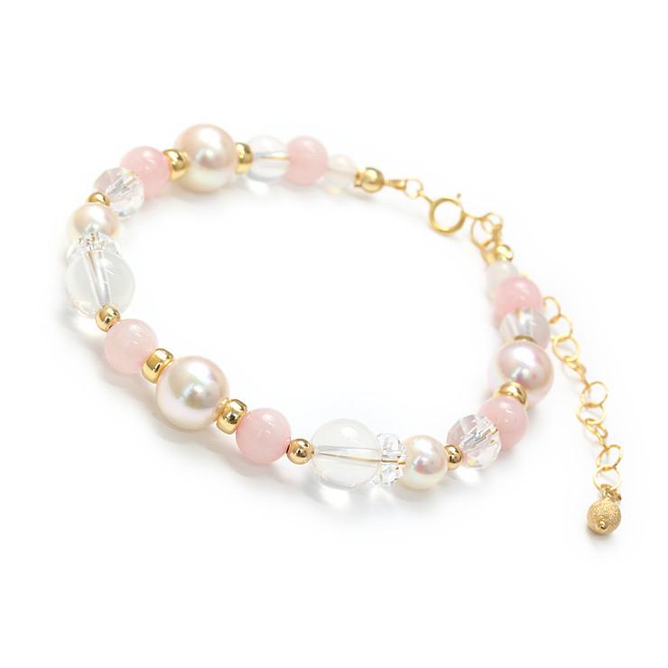 【aco classic】アコヤ真珠・誕生石ブレスレット 10月ローズクォーツ | 
