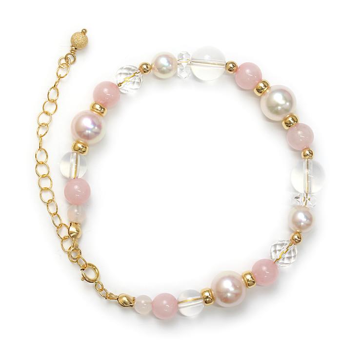【aco classic】アコヤ真珠・誕生石ブレスレット 10月ローズクォーツ |  | 03
