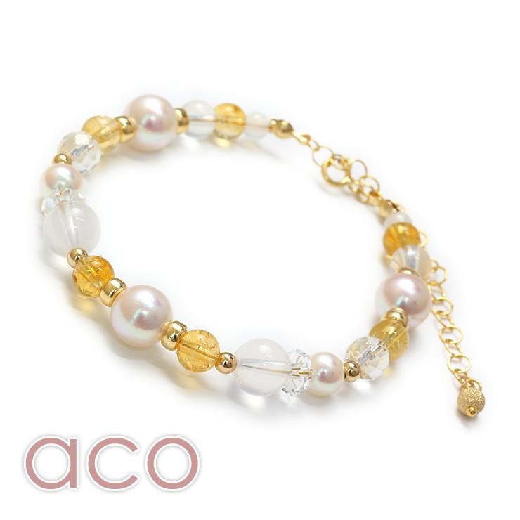 【aco classic】アコヤ真珠・誕生石ブレスレット 11月シトリン |  | 01