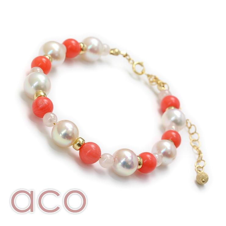 【aco classic】アコヤ真珠・ピンクコーラル ブレスレット |  | 01