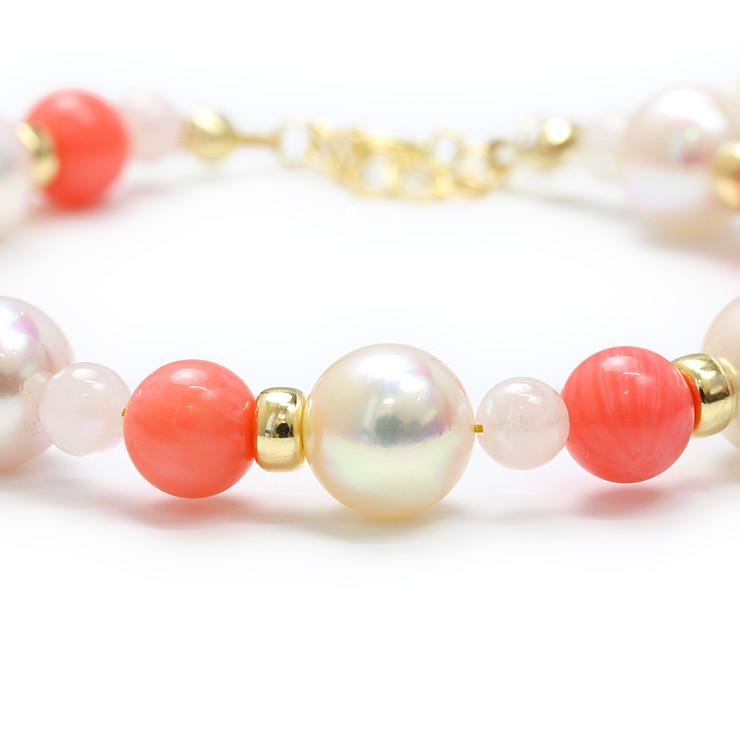 【aco classic】アコヤ真珠・ピンクコーラル ブレスレット |  | 02