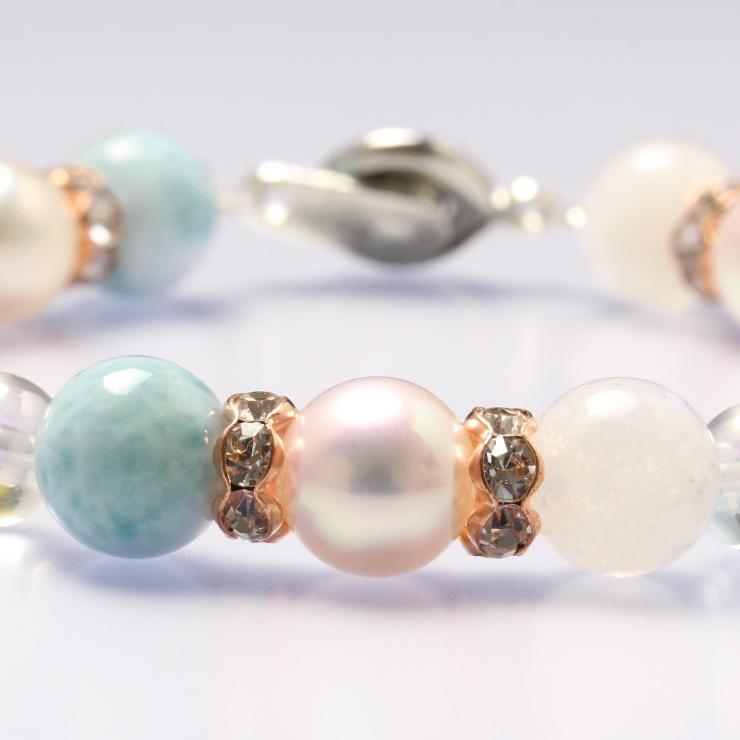 【aco classic】アコヤ真珠・ラリマー ブレスレット（留め具タイプ） |  | 02