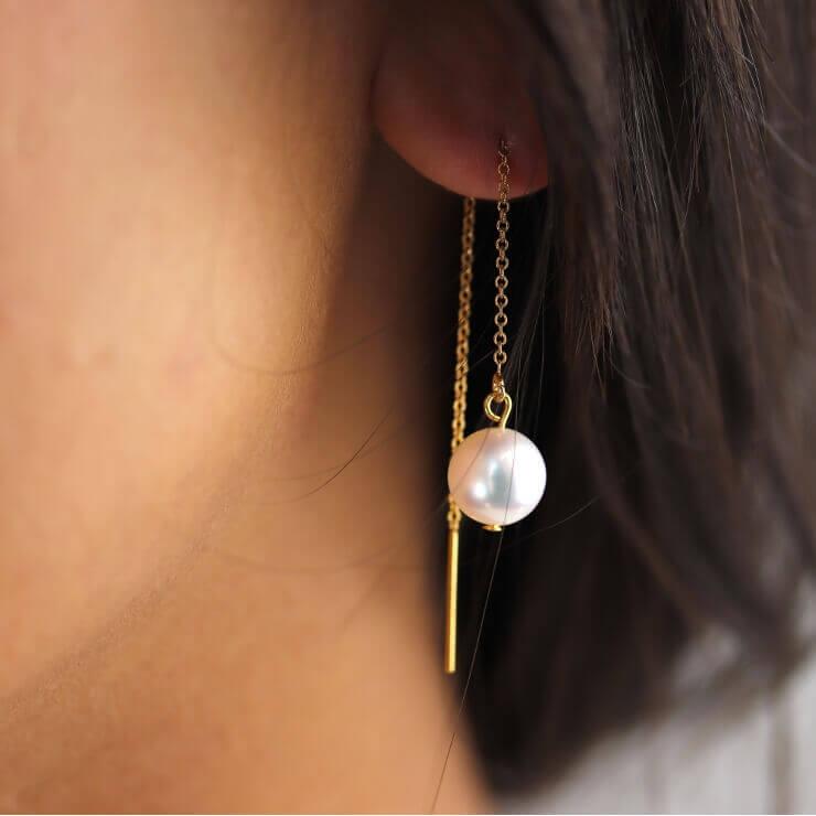 【aco classic】アコヤ真珠チェーンピアス（ペア・14KGF） |  | 04