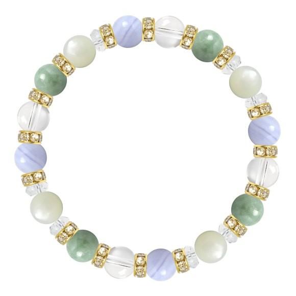 パワーストーン ブレスレット 翡翠・ブルーレースアゲート 仕事運 誕生石 5月 願望成就 人間関係 癒し |  | 01