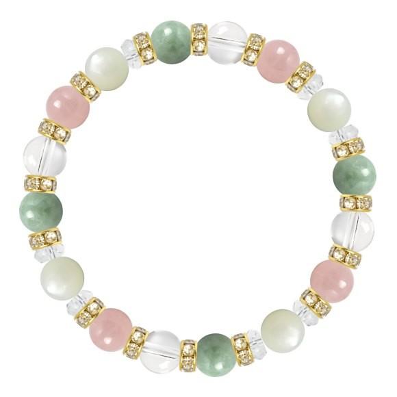 パワーストーン ブレスレット ディープローズクォーツ・翡翠 縁結び