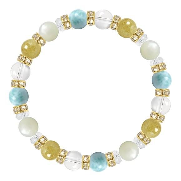 パワーストーン ブレスレット ゴールドルチルクォーツ・ラリマー 仕事  