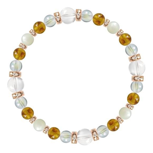 パワーストーン ブレスレット クリスタル（本水晶）・アンバー 誕生石 4月 仕事運 恋愛成就 健康 金運 |  | 01