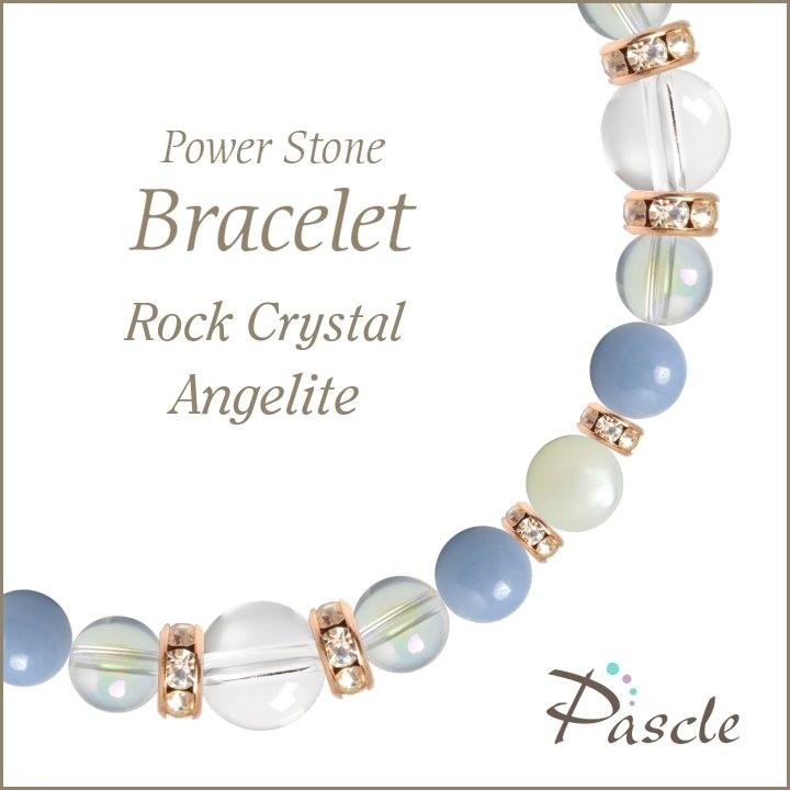 パワーストーン ブレスレット クリスタル（本水晶）・エンジェライト 誕生石 4月 仕事運 恋愛成就 家庭円満 人間関係 | 