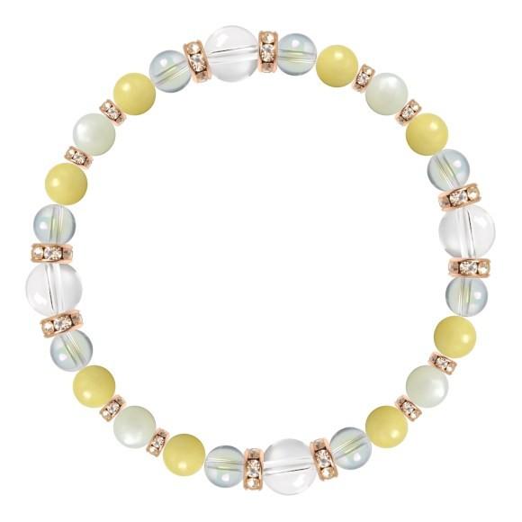 パワーストーン ブレスレット クリスタル（本水晶）・アラゴナイト 誕生石 4月 仕事運 恋愛成就 縁結び 人間関係 |  | 01