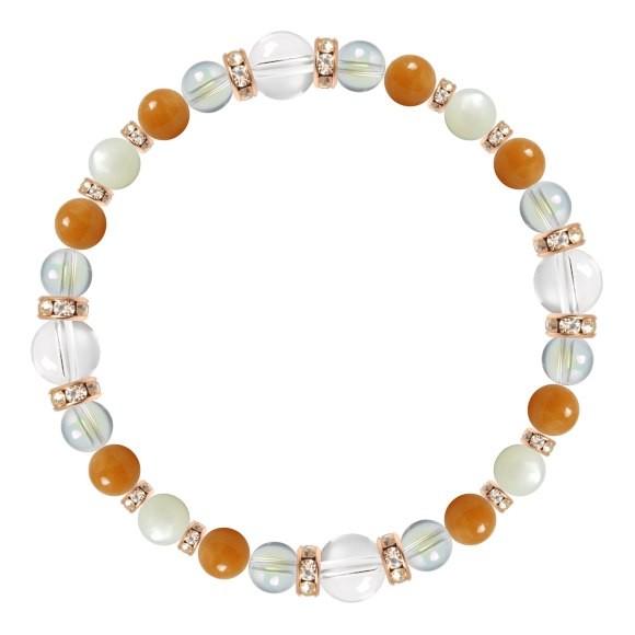 パワーストーン ブレスレット クリスタル（本水晶）・オレンジアベンチュリン 誕生石 4月 仕事運 恋愛成就 癒し |  | 01