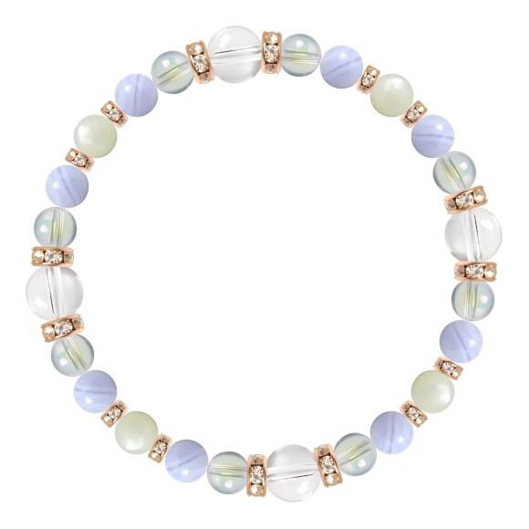 パワーストーン ブレスレット クリスタル（本水晶）・ブルーレースアゲート 誕生石 4月 仕事運 恋愛成就 人間関係 癒し |  | 01