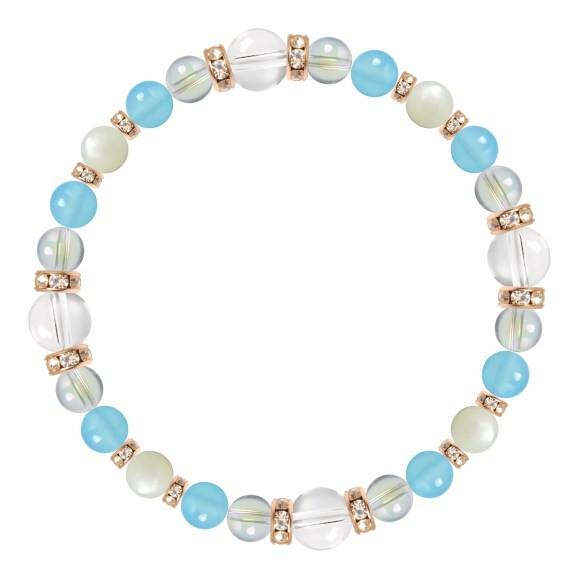 パワーストーン ブレスレット クリスタル（本水晶）・シーブルーカルセドニー 誕生石 4月 仕事運 恋愛成就 人間関係 癒し |  | 01