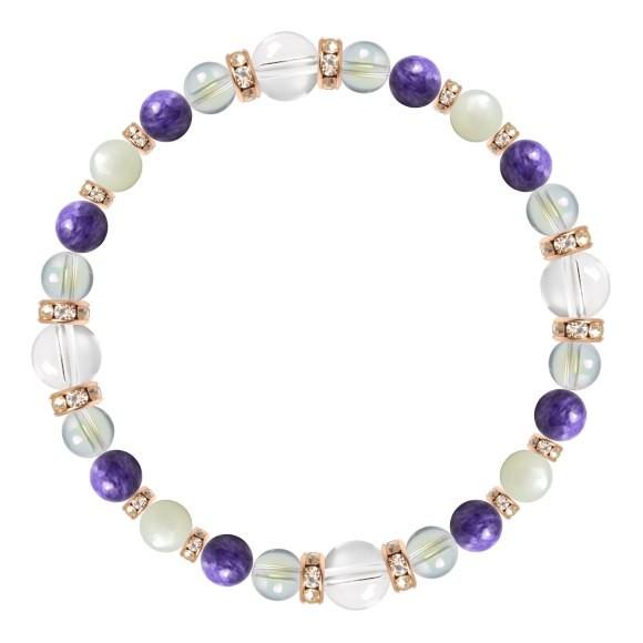 パワーストーン ブレスレット クリスタル（本水晶）・チャロアイト 誕生石 4月 仕事運 恋愛成就 健康 癒し |  | 01