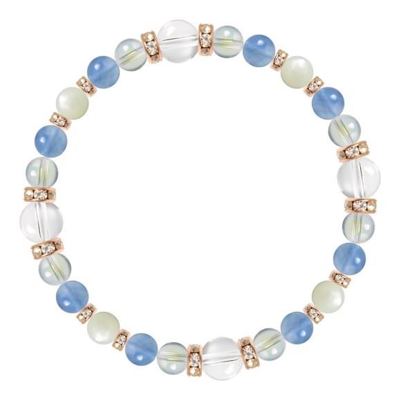 パワーストーン ブレスレット クリスタル（本水晶）・ブルーフローライト 誕生石 4月 仕事運 恋愛成就 癒し 願望成就 |  | 01