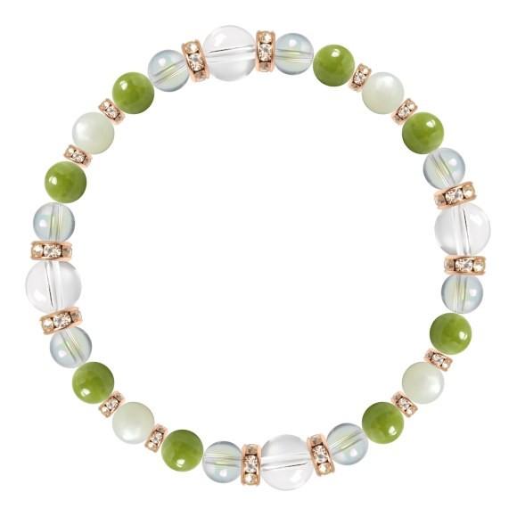 パワーストーン ブレスレット クリスタル（本水晶）・アイドクレース 誕生石 4月 仕事運 恋愛成就 人間関係 癒し |  | 01