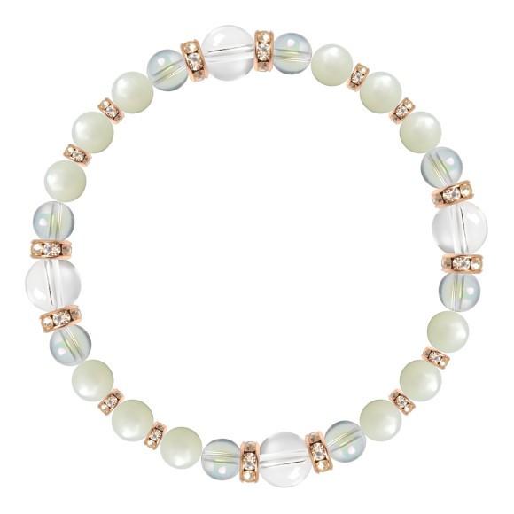 パワーストーン ブレスレット クリスタル（本水晶）・マザーオブパール 誕生石 4月 仕事運 恋愛成就 安産・子宝 癒し |  | 01