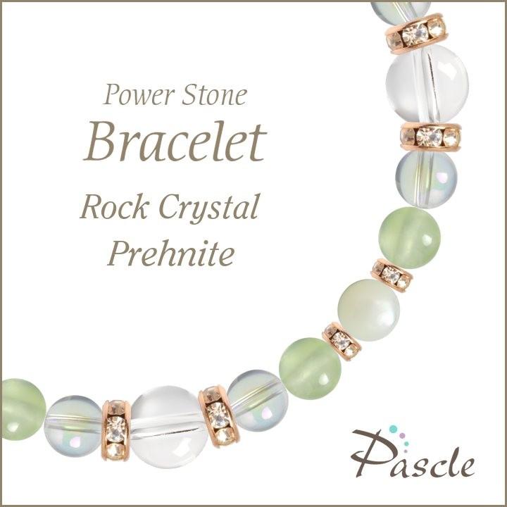 パワーストーン ブレスレット クリスタル（本水晶）・プレナイト 誕生石 4月 仕事運 恋愛成就 願望成就 | 