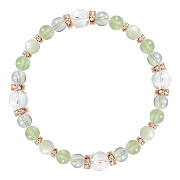 パワーストーン ブレスレット クリスタル（本水晶）・プレナイト 誕生石 4月 仕事運 恋愛成就 願望成就 |  | 01