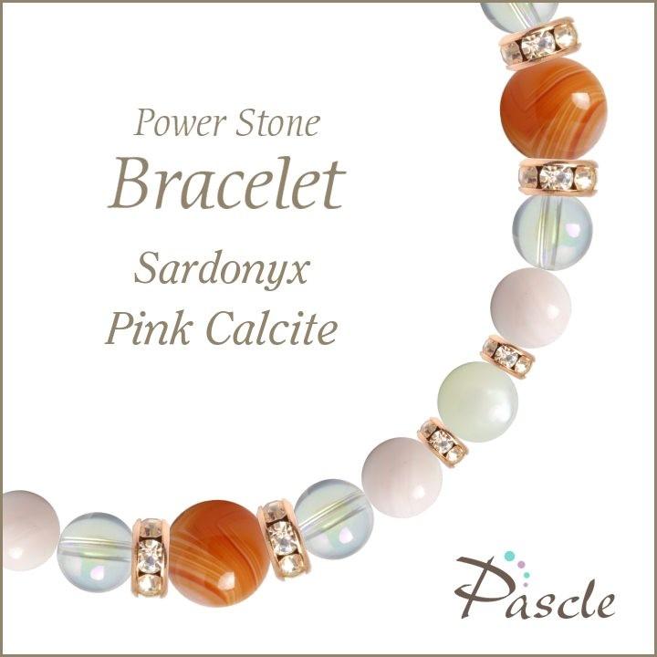 パワーストーン ブレスレット サードオニキス・ピンクカルサイト 誕生石 8月 恋人・夫婦円満 結婚運 仕事運 人間関係