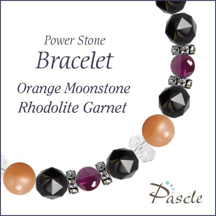 パワーストーン ブレスレット オレンジムーンストーン・ロードライトガーネット 恋人・夫婦円満 縁結び 誕生石 6月 願望成就 1月