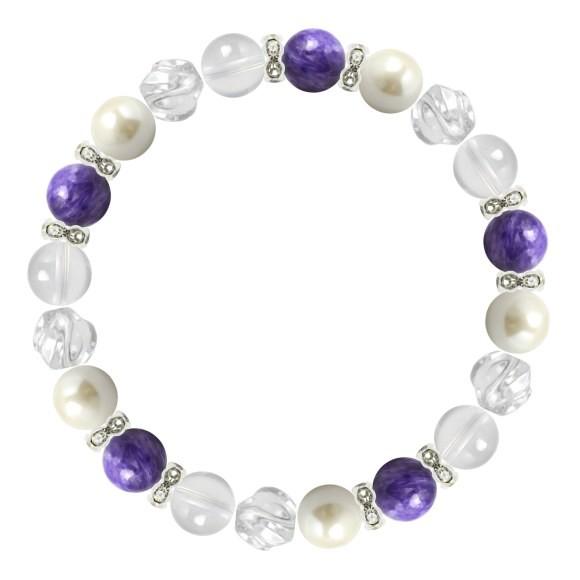 パワーストーン ブレスレット チャロアイト・貝パール 健康 癒し 安産・子宝