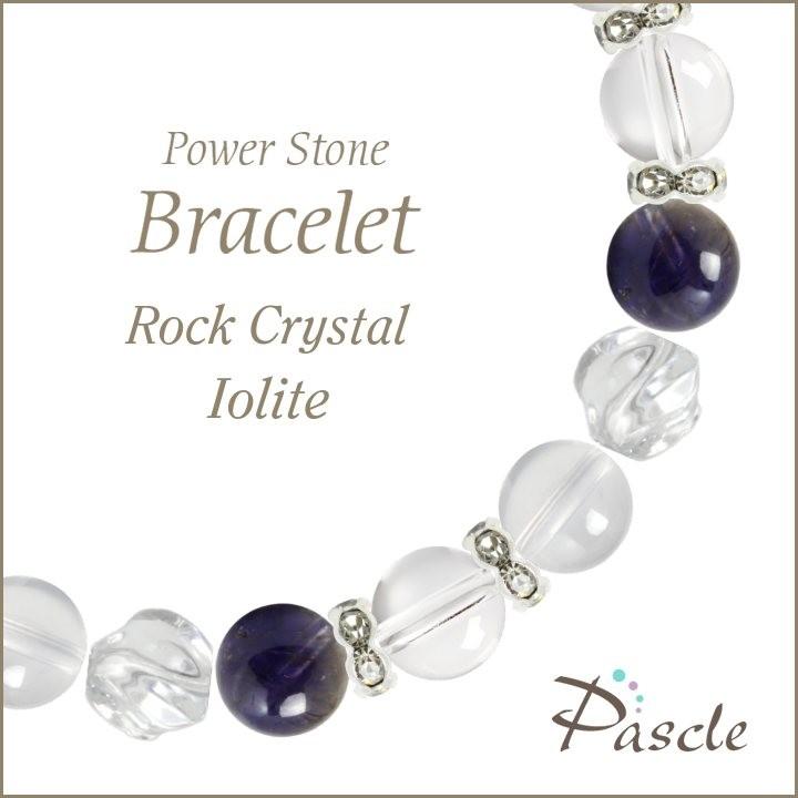 パワーストーン ブレスレット クリスタル（本水晶）・アイオライト 誕生石 4月 仕事運 恋愛成就 結婚運 3月