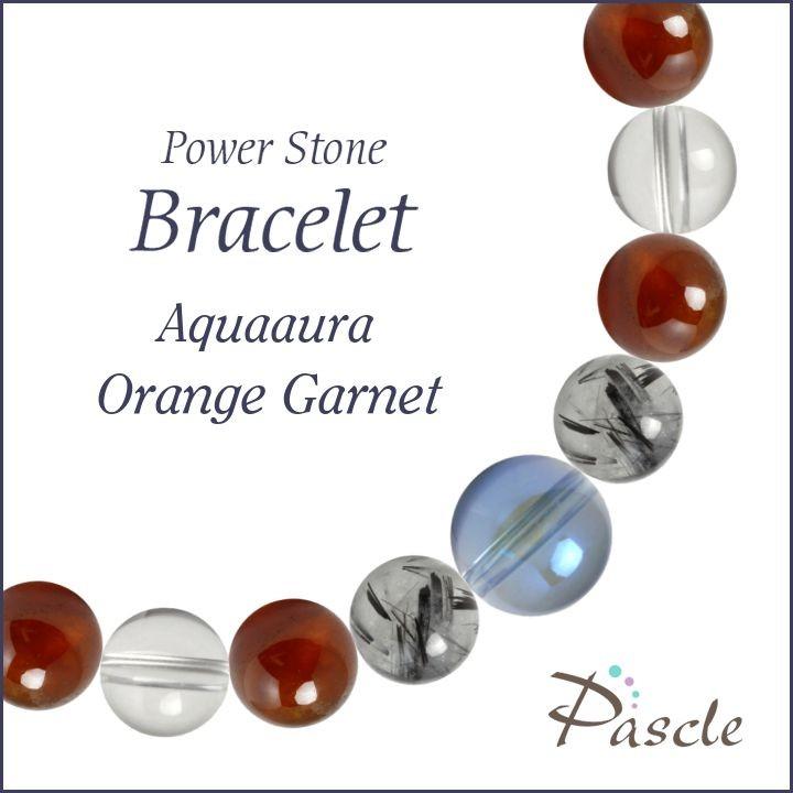 パワーストーン ブレスレット アクアオーラ・オレンジガーネット 仕事運 恋人・夫婦円満 誕生石 1月 願望成就