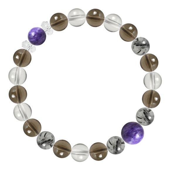 高品質チャロアイト、スモーキークォーツ、水晶のブレスレット パワーストーン ブレスレット チャロアイト・スモーキークォーツ 健康