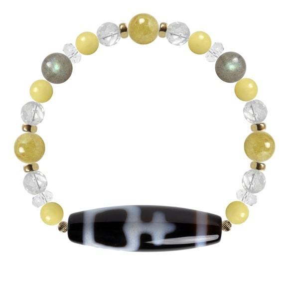 パワーストーン ブレスレット 宝瓶天珠・ゴールドルチルクォーツ 金運  