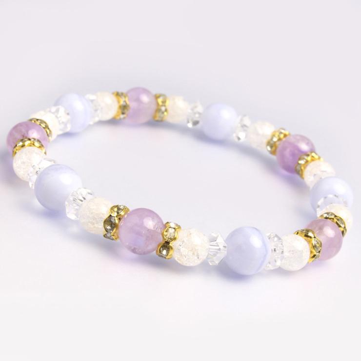 ラベンダーアメジスト・ブルーレースアゲート デザインブレスレット | 