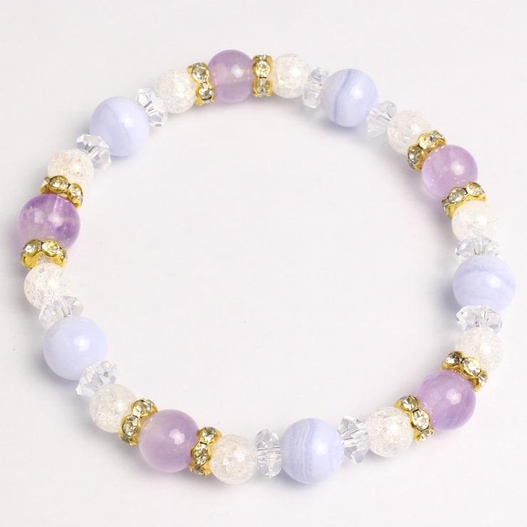 ラベンダーアメジスト・ブルーレースアゲート デザインブレスレット |  | 03