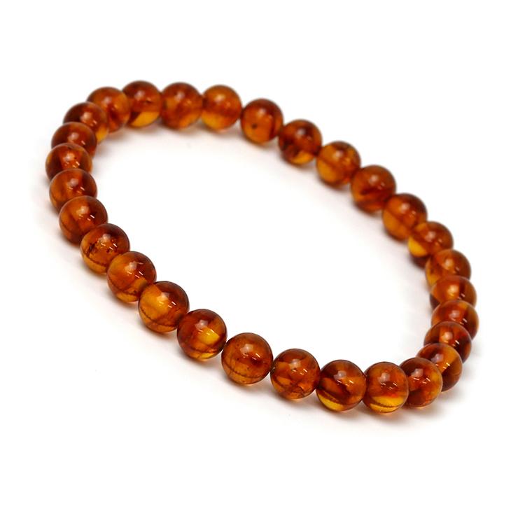 アンバー（琥珀）6mm シンプルブレスレット | 