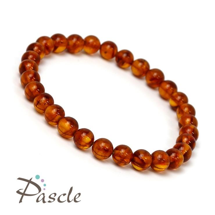アンバー（琥珀）6mm シンプルブレスレット |  | 01