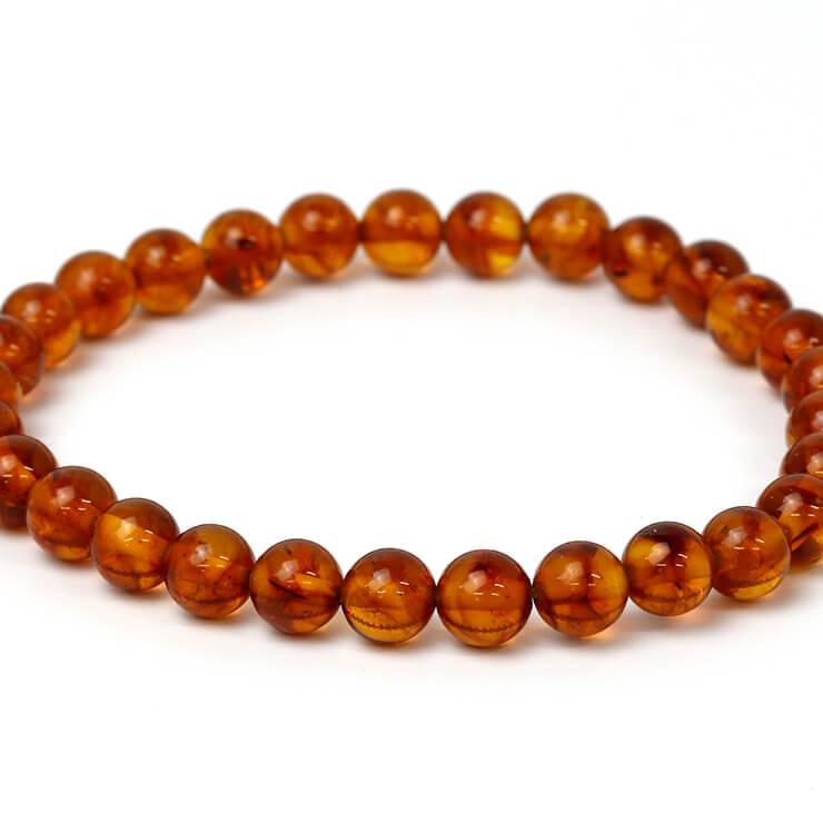 アンバー（琥珀）6mm シンプルブレスレット |  | 02