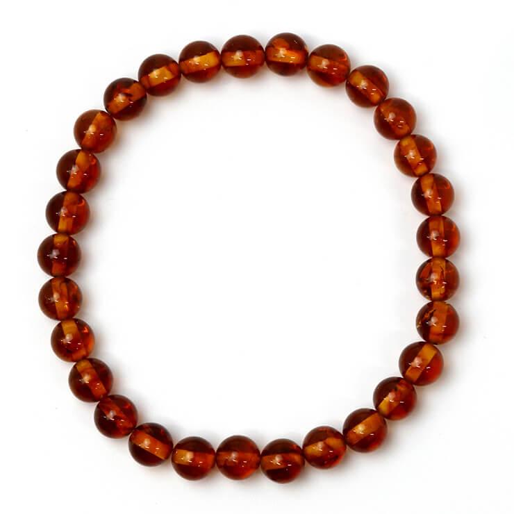 アンバー（琥珀）6mm シンプルブレスレット |  | 03