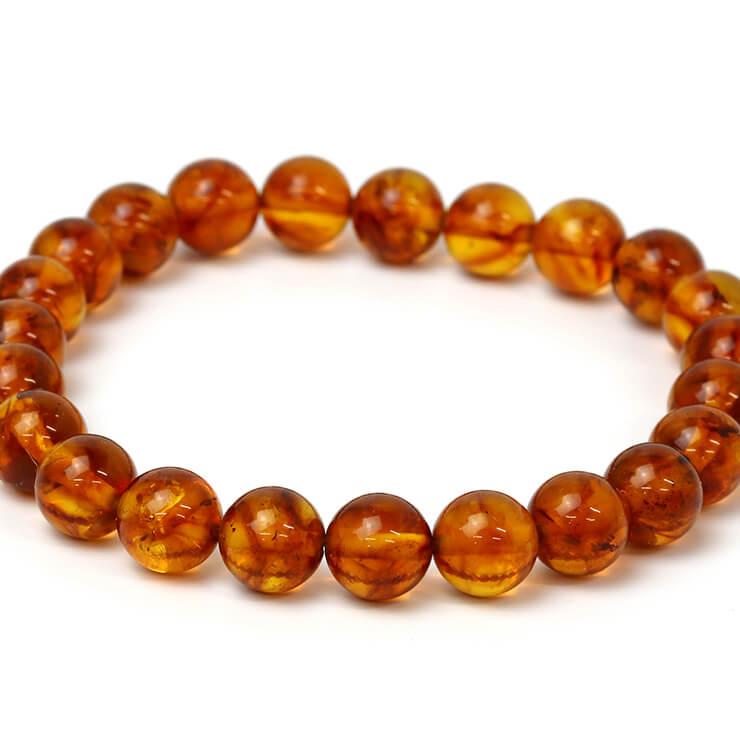 アンバー（琥珀）8mm シンプルブレスレット |  | 02