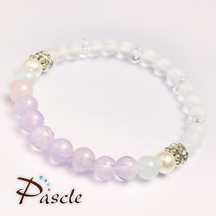 ラベンダーアメジスト・フロスト水晶 デザインブレスレット |  | 01