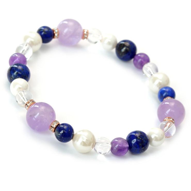 ラベンダーアメジスト デザインブレスレット アクアマリン・ラベンダーアメジスト デザインブレスレット