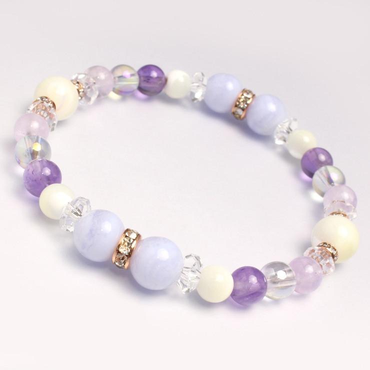 ブルーレースアゲート・マザーオブパール デザインブレスレット | 