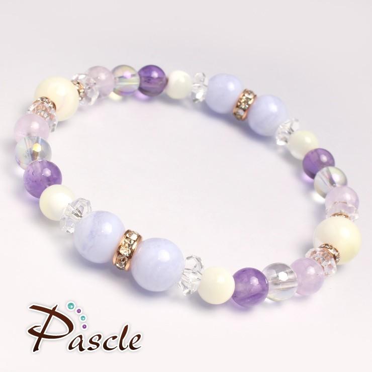 ブルーレースアゲート・マザーオブパール デザインブレスレット |  | 01