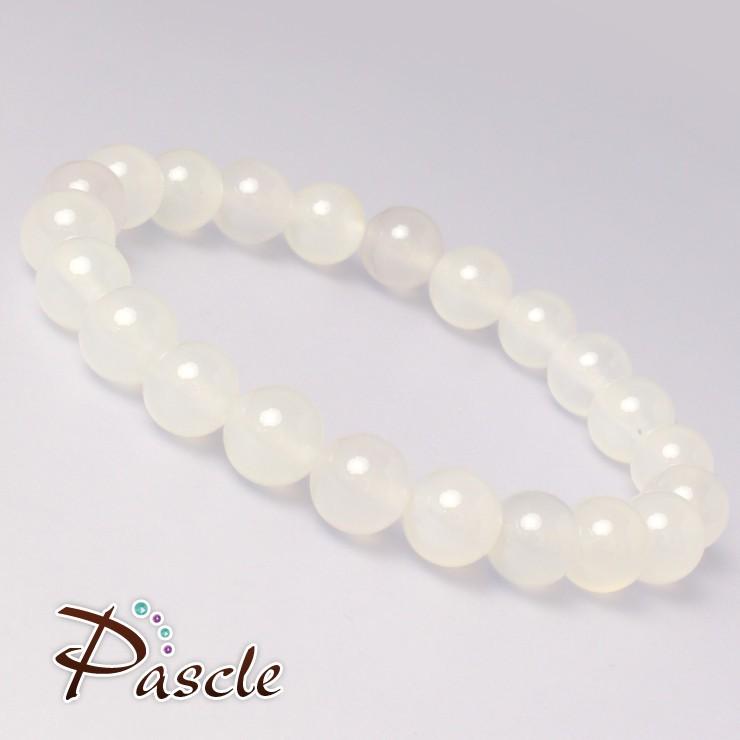 ホワイトカルセドニー8mm シンプルブレスレット |  | 01