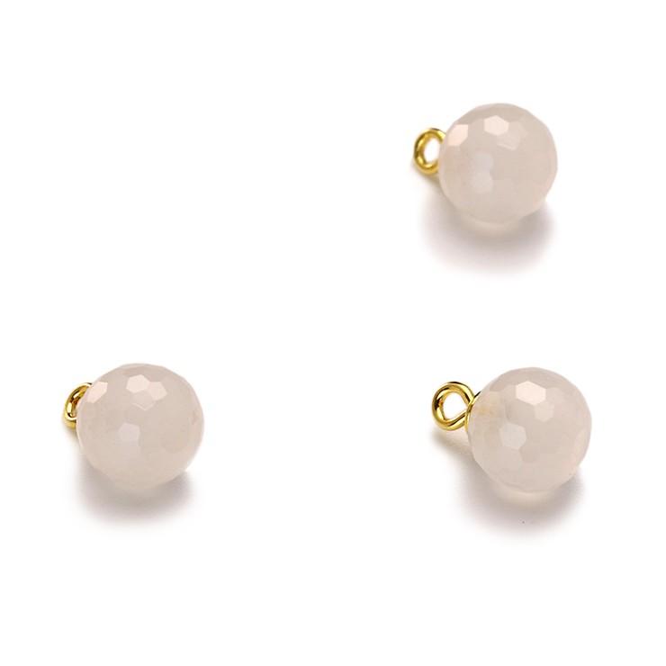 【粒売り/バラ売り】ホワイトカルセドニーチャーム（ミラーカット） 6mm |  | 01