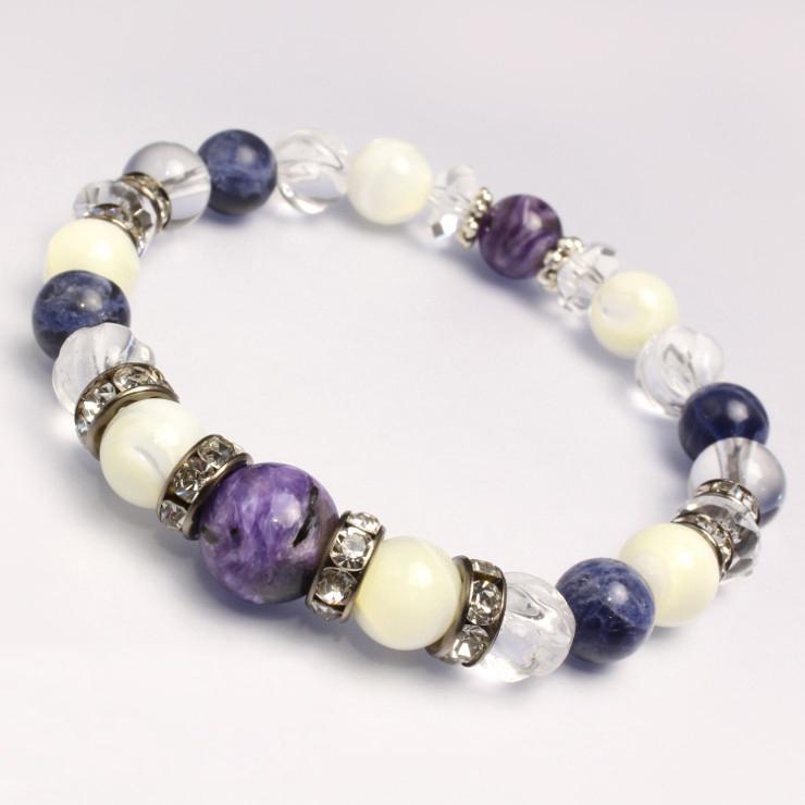 チャロアイト・マザーオブパール デザインブレスレット