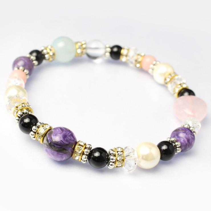 チャロアイト ・ローズクォーツ・アクアマリン デザインブレスレット | 