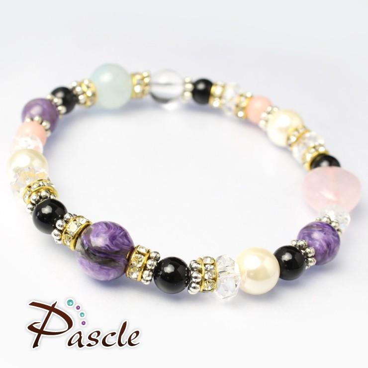 チャロアイト ・ローズクォーツ・アクアマリン デザインブレスレット |  | 01