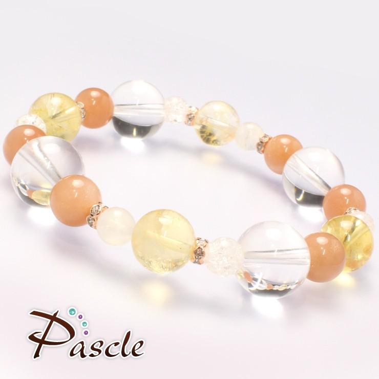 シトリン・オレンジムーンストーン デザインブレスレット : パスクル