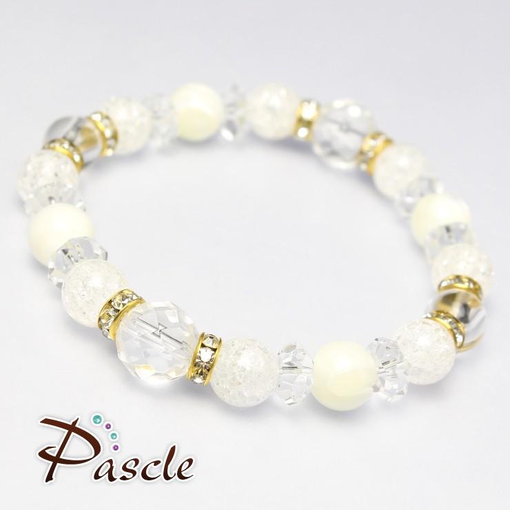 マザーオブパール・クリスタル デザインブレスレット |  | 01