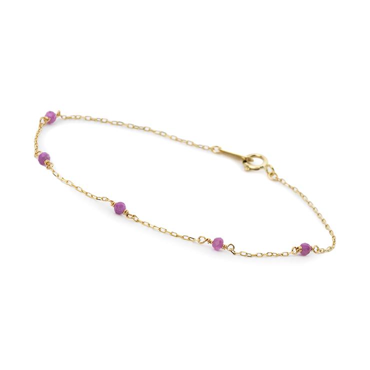 K10 YG ルビーブレスレット 7月誕生石 K10YG ルビー ブレスレット│Ruby Bracelet : パスクル