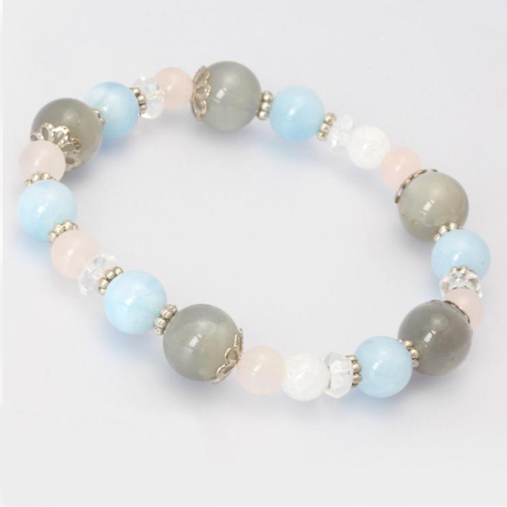 グレームーンストーン・アクアマリン デザインブレスレット | 